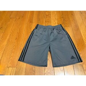 Adidas Boys Gray Black 3-Stripe Mesh Athletic Shorts Size XL 18/20